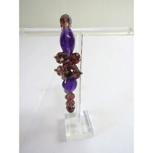 Purple Bead Bracelet‎ 6 3/4" Boho Whimsigoth Wrist Cottagecore Elegant